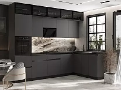 Кухня угловая - графит софт за 55 227฿ (ID:79459)