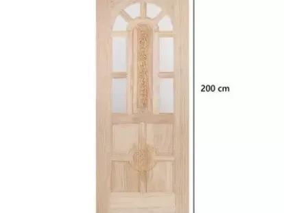 Деревянная дверь из новозеландской сосны со стеклом WINDOORS, модель L110, 80x200 см (подготовлено под ручку) за 4 110฿ (ID:79504)