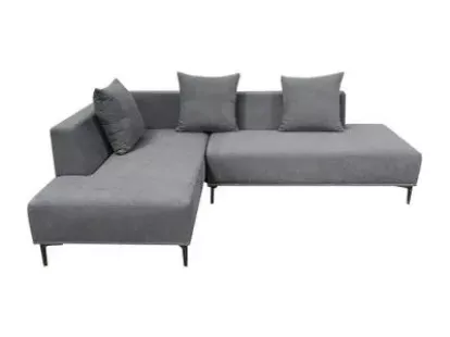 Угловой тканевый диван с 3 подушками, 240 x 150 x 93 см, цвет темно-серый за 11 380฿ (ID:79765)
