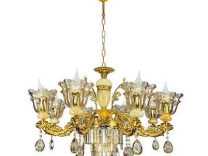 Люстра хрустальная с резными плафонами E14х10 за 6 380฿ (ID:79782)